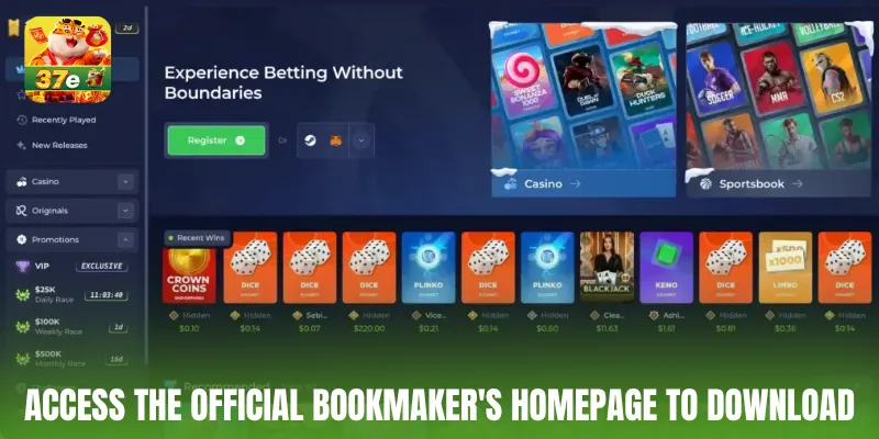 Access the official bookmaker's homepage to download