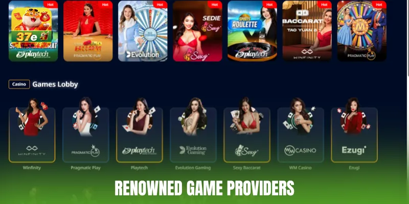Renowned game providers